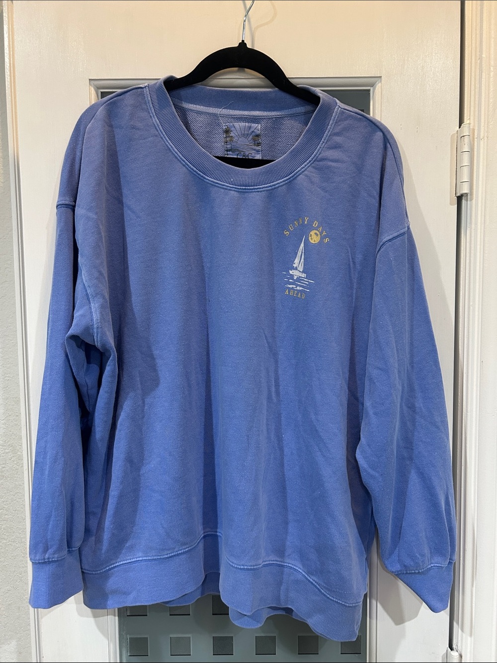 C.C Blue Crewneck Sweater with Sailboat Graphic